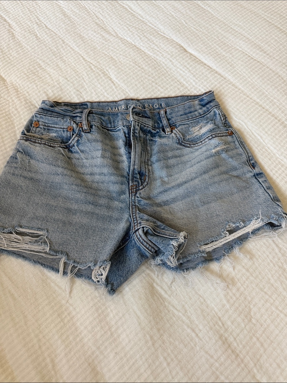 American Eagle Outfitters Light Wash Distressed Denim Cutoff Shorts